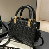 Mini Argyle Quilted Handbag For Women, Solid Color Crossbody Bag, Fashion Top Handle Square Purse