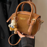 realaiotRetro Mini Boston Handbag, Letter Graphic Crossbody Bag, Women's Top Handle Square Purse