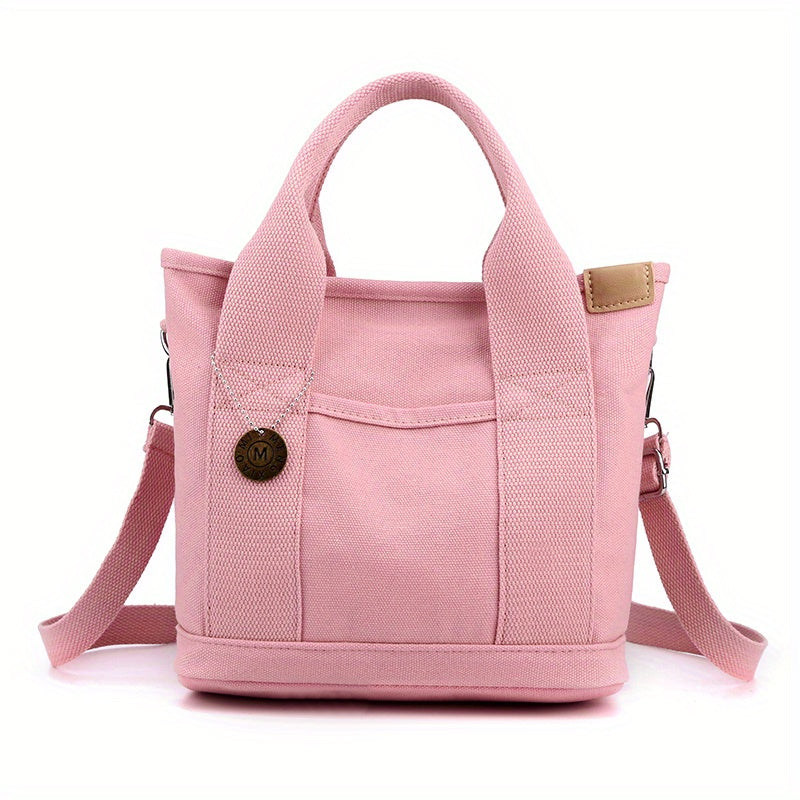 Portable Lunch Box Bag, Canvas Tote Bag For Women, Multi Layer Crossbody Bag For Work & Go Out