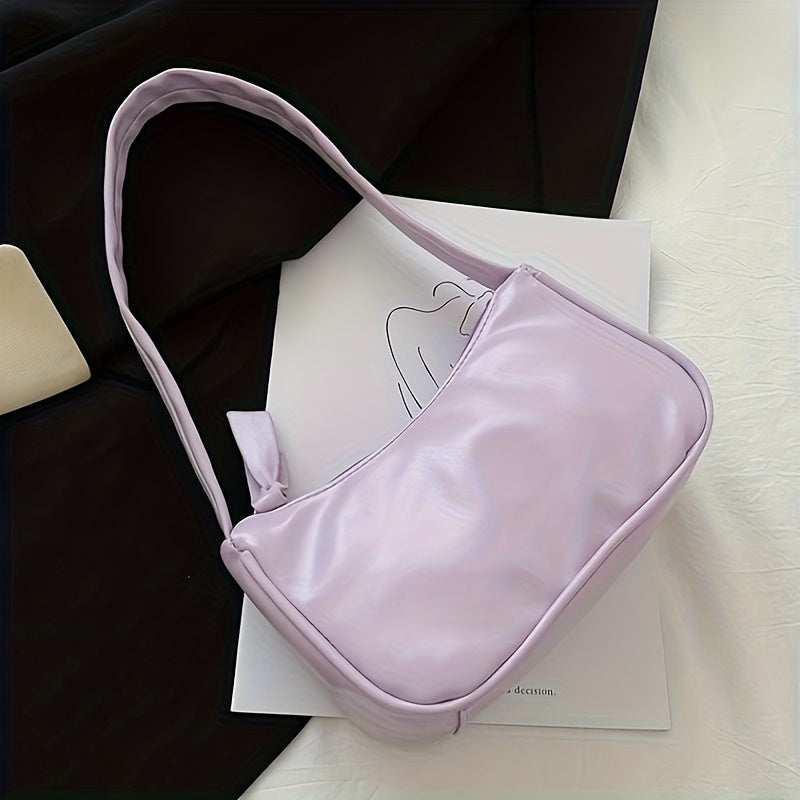 realaiot  Stylish PU Leather Shoulder Bag, Simple Solid Color Underarm Bag, Perfect Armpit Bag For Daily Use