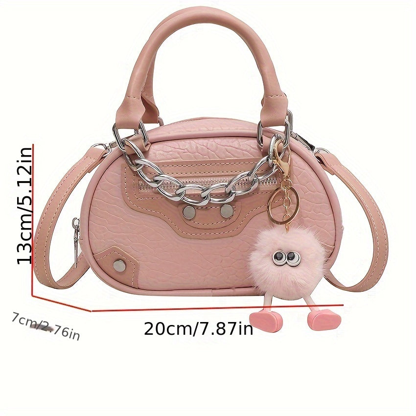 realaiot Mini Fashion Crossbody Dome Bag, Trendy Top Handle Shoulder Bag, Women's Cute Handbag & Purse