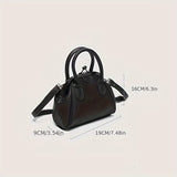 realaiot  All-Match Kiss-Locksatchel Bag, Black Clip Handbag, Portable Women's Mini Shoulder Bag