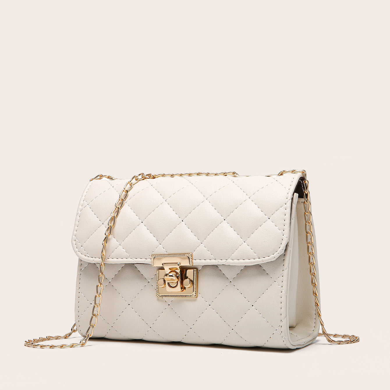 Quilted Crossbody Bag, Fashionable Chain Clutch Bag, Shoulder Bag, Square Bag, Satchel Bag