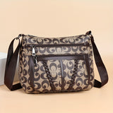 Vintage Printed Crossbody Bag, Multi-layer Zipper Shoulder Bag, Perfect Messenger Bag For Daily Use