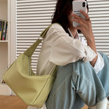 realaiot  Minimalist Square Shoulder Bag, Zipper All-Match Underarm Bag, Solid Color Bag For Work