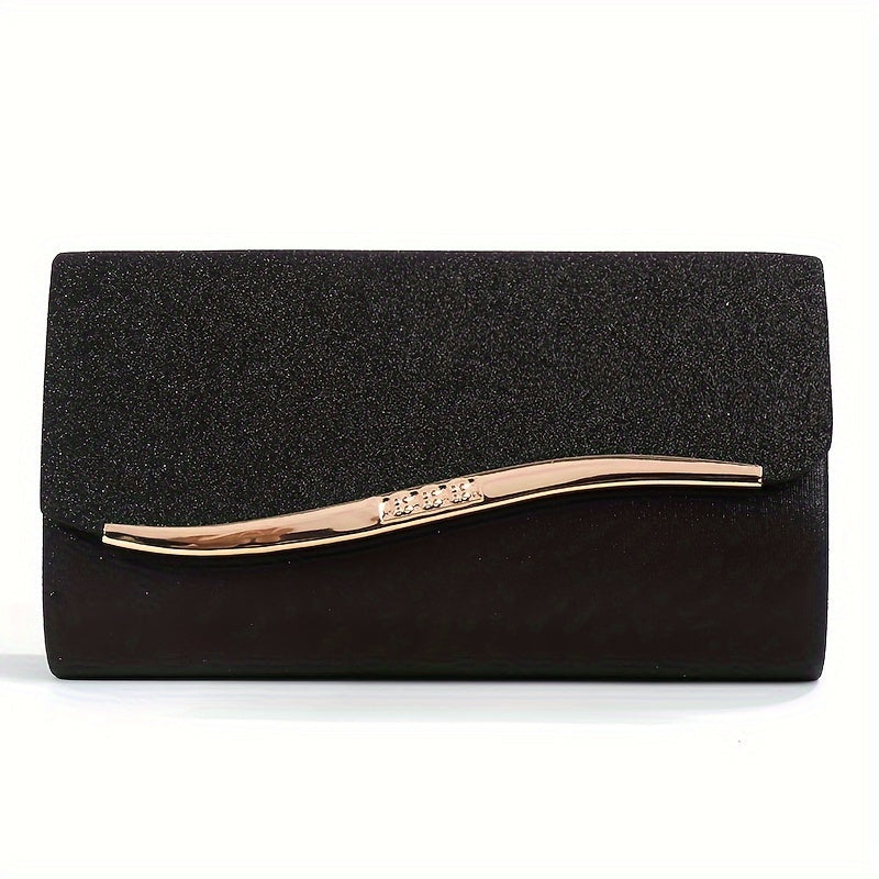 realaiot  Elegant Flap Evening Bag, Solid Color Chain Dinner Bag, Perfect Clutch For Prom, Wedding And Banquet