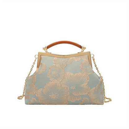 realaiot  Elegant Cheongsam Style Crossbody Bag, Shoulder Bag With Floral Print, Perfect Satchel For Every Occasion