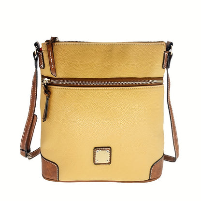 realaiot  Retro Style Crossbody Bag, Vegan Leather Square Purse, Fashion Shoulder Bag For Women