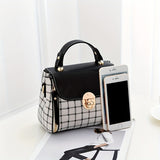 Plaid Pattern Handbag, Women's Buckle Decor Flap Purse, Fashion PU Leather Crossbody Bag
