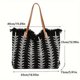 realaiot  Women's Summer Tassel Design Large Capacity Shoulder Bag, Fashion Beach Vacation Handbag