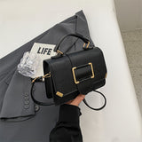 realaiot  Trendy Small Square Bag For Women, Fashionable Crossbody Bag, Buckle Decor Solid Color Satchel Bag