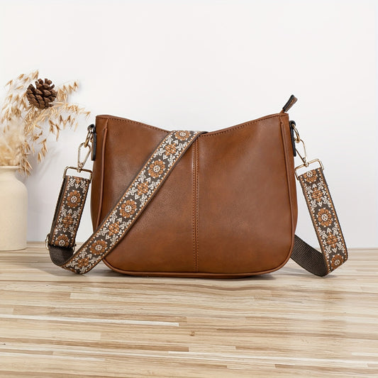 Vintage Vegan Crossbody Bag, Retro Ethnic Style Shoulder Bag, Women's Fashion Handbag & Purse