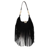 Retro Tassel Shoulder Bag, Bohemian Suede Crescent Bag, Trendy Fringed Handbag For Women