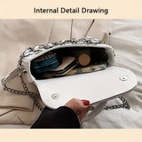 realaiot  Minimalist Solid Color Satchel Bag, Flap Crossbody Bag With Chain Decor, All-Match Niche Bag