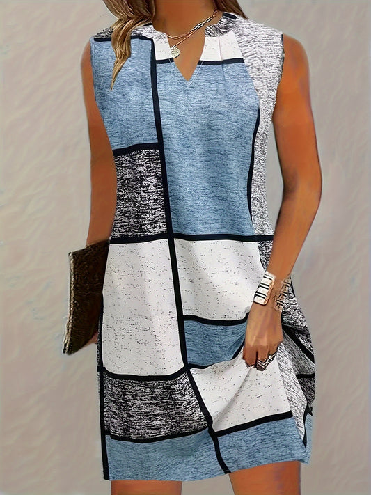 Chic Plus Size Colorblock Tank Dress - Easy-Breezy Sleeveless Style for Casual Summer Days