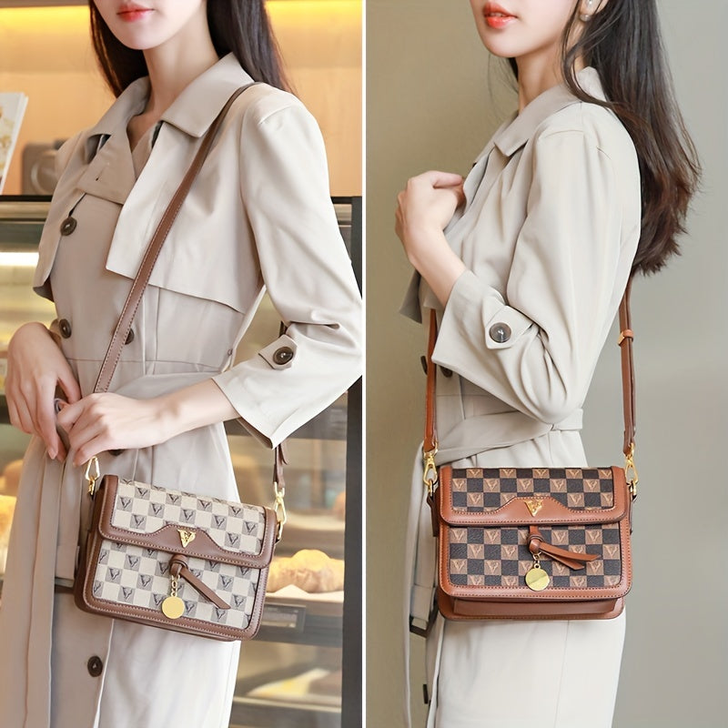 Mini Vintage Crossbody Bag, Retro Flap Shoulder Bag, Women's Fashion Handbag & Phone Purse (19.0cm X 14.0cm X 6.99cm)