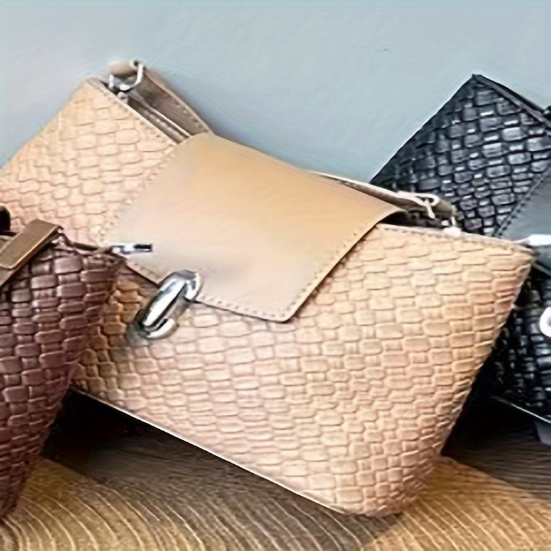 Vintage Woven Crossbody Bag, Retro PU Shoulder Bag, Women's Fashion Handbag & Purse For Commute