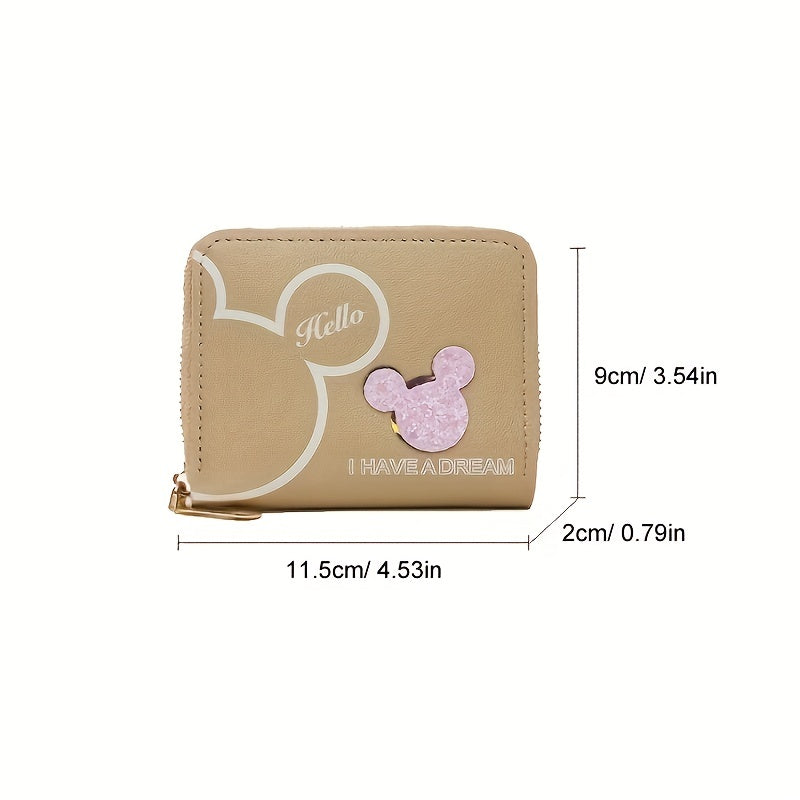 Cute Coin Purse For Women ,short Wallet With Zipper, Faux Leather Cartoon Pattern Purse