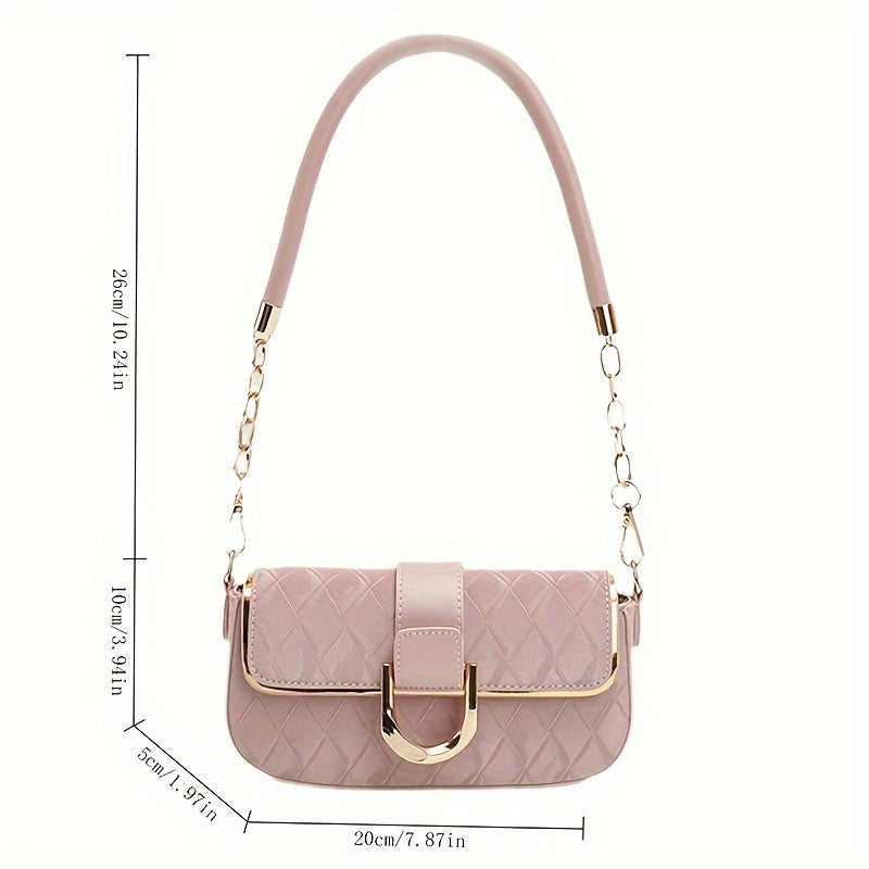 realaiot  Stylish Rhombus Shoulder Bag, Women's Chain Underarm Bag, Simple Flap Handbag & Purse