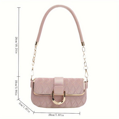 realaiot  Stylish Rhombus Shoulder Bag, Women's Chain Underarm Bag, Simple Flap Handbag & Purse