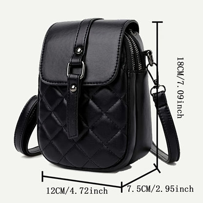 realaiot  Fashion Quilted Crossbody Bag, Mini Shoulder Cellphone Bag, Women's Casual Handbag, Card Holder & Purse