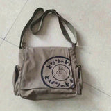 Men's Vintage Shoulder Messenger Bag, Canvas Large Capacity  Crossbody Bags, Cartoon Students Book Bags