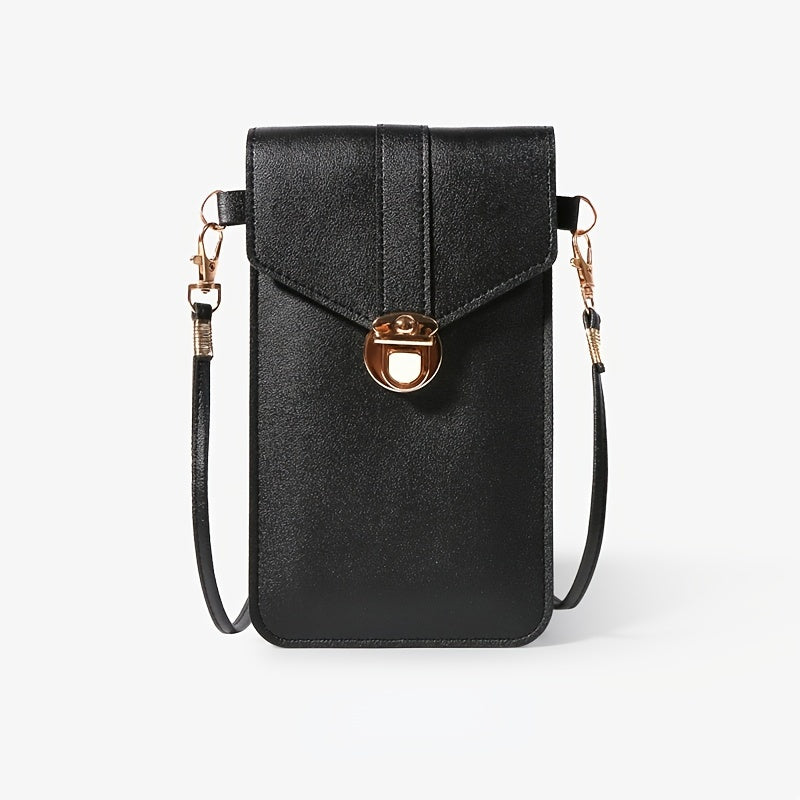 Mini Touch Screen Phone Bag, Women's PU Leather Crossbody Bag, Simple Flap Coin Purse (4.72*7.87*0.39) Inch