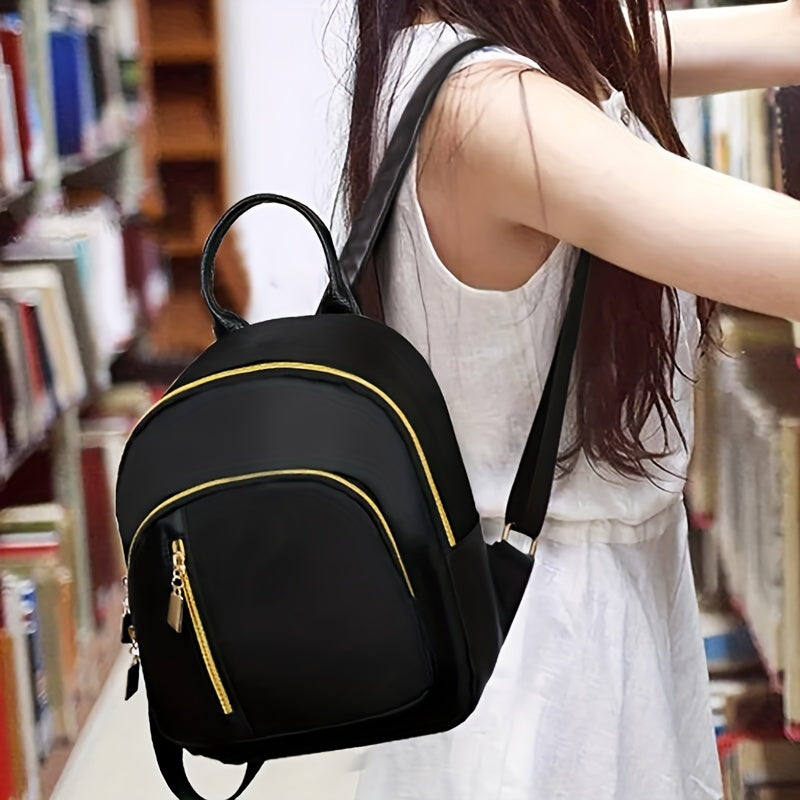 Mini Oxford Cloth Backpack, Simple Solid Color Daypack, Women's Multi Layer Travel Schoolbag