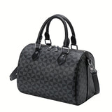 realaiot  Geometric Pattern Boston Bag, Women's Mini Crossbody Bag, Trendy Zipper Handbag