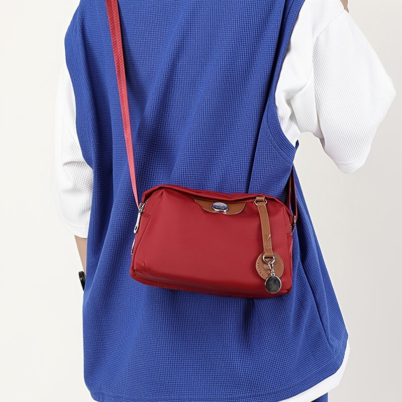 Nylon Shoulder Bag, Women's Lightweight Solid Color Crossbody Bag