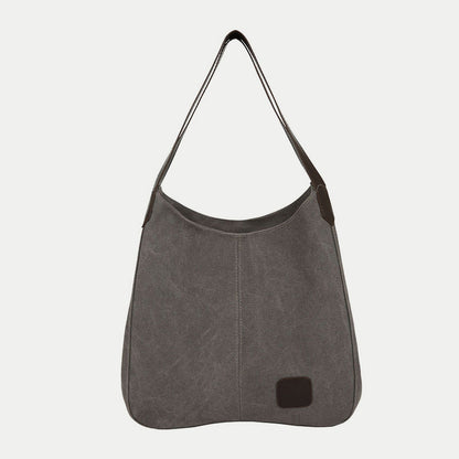 realaiot  Simple Canvas Shoulder Bag, Minimalist Colorblock Hobo Handbag, All-Match Bag For Women