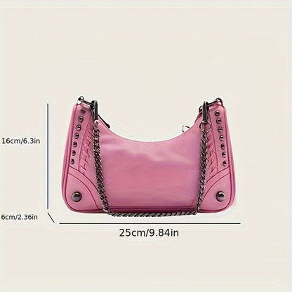 Fashion Punk Style Shoulder Bag, Trendy Y2K Underarm Bag, Women's Retro Handbag & Baguette Purse