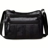 realaiot  1pc Men's New Fashion Shoulder Crossbody Bag, Soft PU Leather Large Capacity Shoulder Bag [ Zipper Direction Random ]