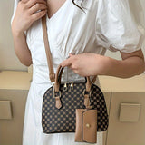 realaiot  2pcs Polka Dot Print Bag Set, Fashion Dome Handbag, Women's Crossbody Bag With Coin Purse