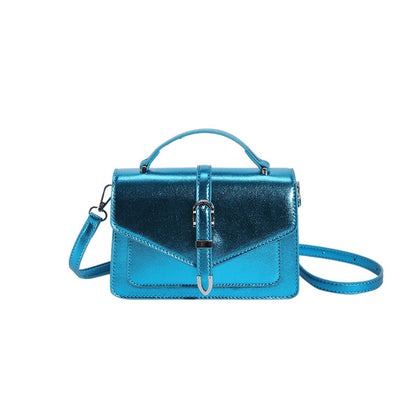 Solid Color Crossbody Bag, Fashion Buckle Decor Handbags, Women's Small Flap Square Purse