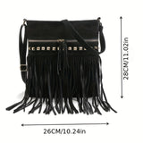 Vintage Tassel Fringe Crossbody Bag, Retro Bohemian Shoulder Bag, Women's Western Grunge Handbag & Purse