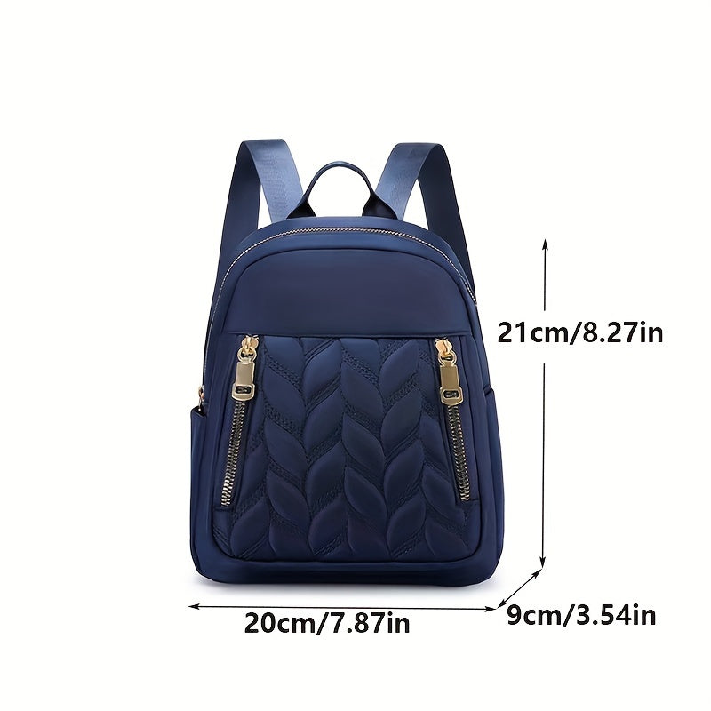 realaiot  Nylon Travel Backpack, Women's Solid Color Zipper Rucksack, Versatile Daily Use Commuter Bag