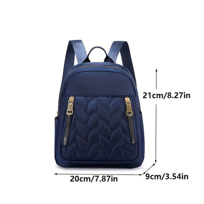 realaiot  Nylon Travel Backpack, Women's Solid Color Zipper Rucksack, Versatile Daily Use Commuter Bag