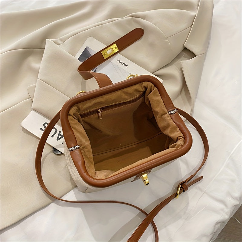 Women's Fashion Lady Handbag, Luxury Flap Turn-Lock Shoulder Bag, Elegant Versatile Women's Classic Purse