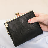 realaiot  Women's Short Wallet, Vintage Clutch Coin Purse With Kuss-Lock,bifold Multifunctional Purse