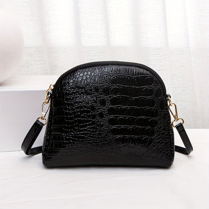 realaiot  Mini Fashion Crossbody Dome Bag, Crocodile Print Shoulder Bag, Women's Trendy Handbag & Purse