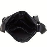 realaiot  Black Trendy Casual Square Shoulder Bag, All-Match Zipper Crossbody Purse, Outdoor Nylon Bag
