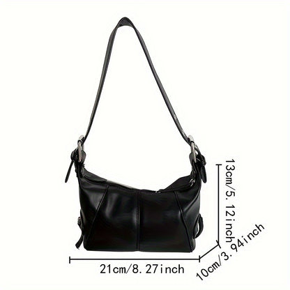 realaiot Trendy Multi-pocket Shoulder Bag, Cool Simple Solid Color Handbag, Perfect Underarm Bag For Everyday Use