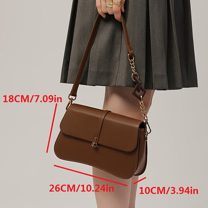 Vintage Flap Crossbody Bag, Retro PU Shoulder Bag, Women's Fashion Handbag & Purse For Commute