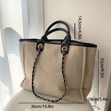 Trendy Large Capacity Woven Tote Bag, Large Capacity Shoulder Bag With Chain, Perfect Underarm Bag For Vacation