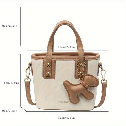 Trendy Mini Handbag For Women, Color Contrast Bucket Bag, Stylish Crossbody Bag & Purse