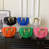 Elegant Flap Saddle Shoulder Bag, Trendy Shoulder Bag, Metal Buckle Decor Underarm Bag