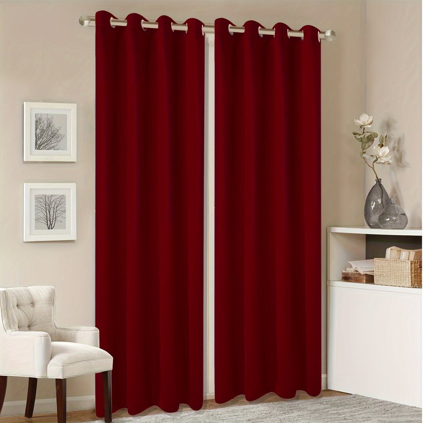 1 Panel Grommet Top Blackout Curtain Thermal Insulated Noise Reducing And Light Blocking Room Darkening Curtain For Living Room Bedroom Office Home Decor