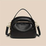 Litchi Pattern Dome Handbag, Soft PU Leather Crossbody Bag, Women's Multi Zipper Purse For Everyday