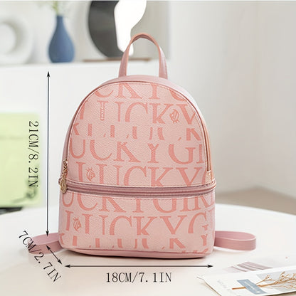 Trendy Fashion Letter Printed Backpack, Portable Waterproof Sports Bag For Women Ladies, Suitable For Outdoor Camping Travel